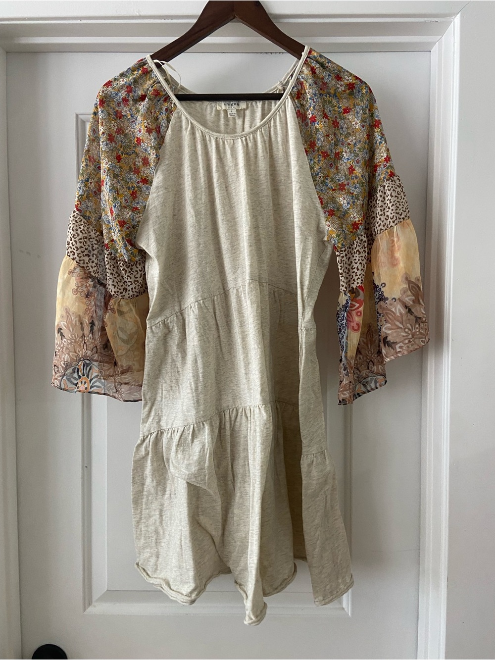 Umgee Cream Mixed-Print Boho Tunic Top